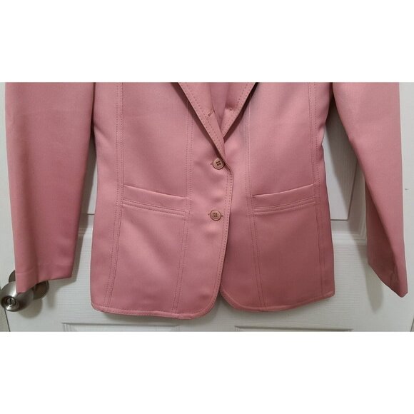 Vtg 70s Bronson of California 2 Piece Pant/Blazer Suit Set Solid Pink Size 5/6 - Picture 4 of 12